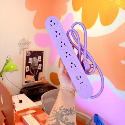5 Outlet Surge Protector Power Strip With USB Ports And 3Ft Braided Cord
